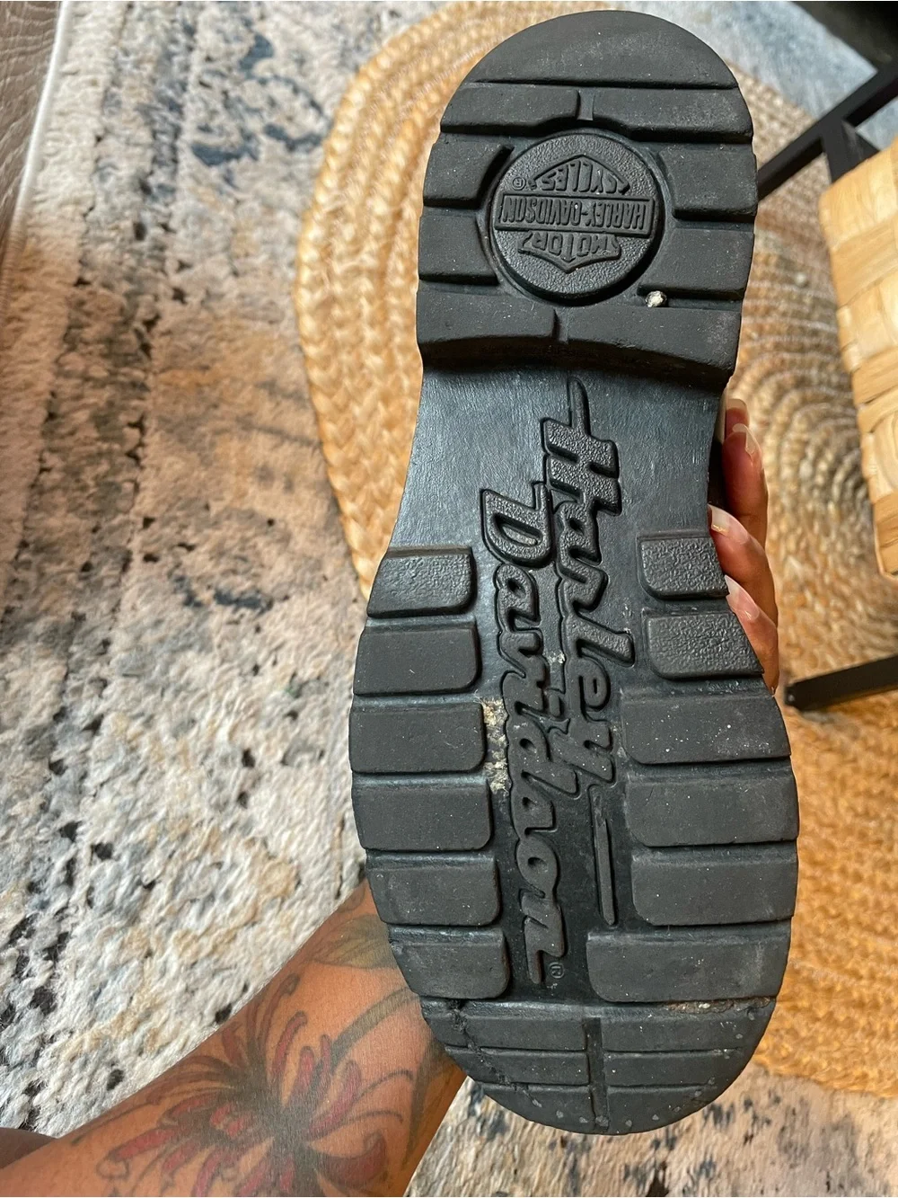 Harley Davidson Badlands black leather motorcycle boots
